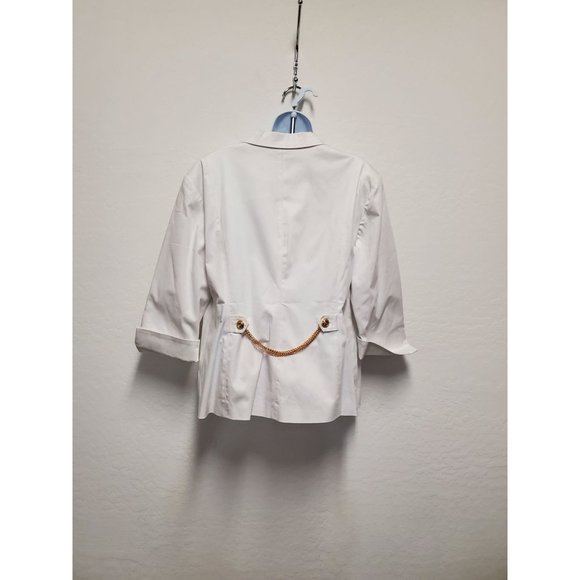 Linea Louis Dell'Olio Jacket Blazer Size XL White Gold Accents Buttons and Chain - Picture 3 of 8